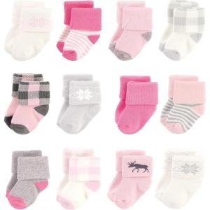 image:imageHudson Baby babygirls Cotton Rich Newborn and Terry SocksPink Moose