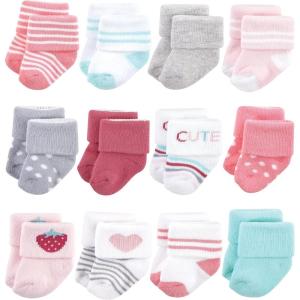 image:imageHudson Baby babygirls Cotton Rich Newborn and Terry SocksStrawberry 12pack