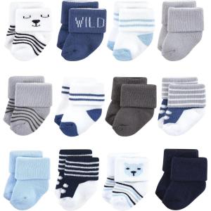 image:imageHudson Baby unisexbaby Cotton Rich Newborn and Terry SocksBear Boy 12pack