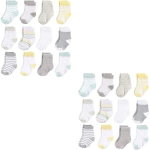 image:imageHudson Baby unisexbaby Cotton Rich Newborn and Terry SocksNeutral Stripe 24piece