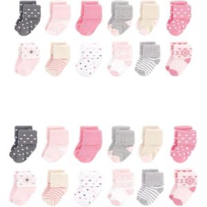 image:imageHudson Baby unisexbaby Grow With Me Cotton Terry SocksPink Gray Aztec