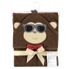 image:imageHudson Baby Unisex Baby Cotton Animal Face Hooded Towel Brown Gingham Puppy One SizeDapper Monkey