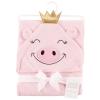image:imageHudson Baby Unisex Baby Cotton Animal Face Hooded Towel Brown Gingham Puppy One SizePig