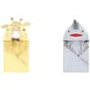 image:imageHudson Baby Boy Animal Face Hooded Towel 2Pack Bowtie Giraffe SharkBowtie Giraffe Shark
