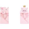 image:imageHudson Baby Girl Animal Face Hooded Towel 2Pack Bear Girl SwanFloral Pretty Elephant Pig