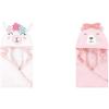 image:imageHudson Baby Girl Animal Face Hooded Towel 2Pack Bear Girl SwanFlower Llama Bear Girl