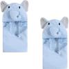 image:imageHudson Baby Unisex Baby Cotton Animal Face Hooded Towel Pretty Elephant 2Piece One SizeLight Blue Elephant 2piece