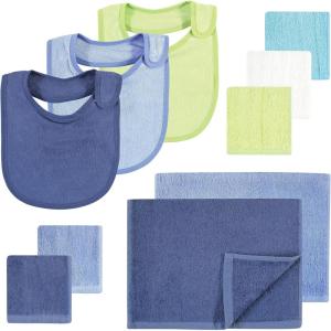image:imageHudson Baby Baby Rayon Bib Burp Cloth and Washcloth 10PkBlue Lime