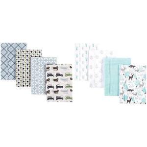 image:imageHudson Baby Boy Cotton Flannel Burp Cloth 8Pack Airplane BeeBlue Cars Linocut Woodland Neutral