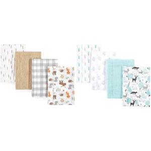 image:imageHudson Baby Boy Cotton Flannel Burp Cloth 8Pack Airplane BeeWoodland Linocut Woodland Neutral