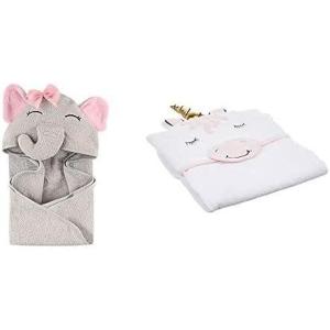 image:imageHudson Baby Cotton Animal Face Hooded Towel 2Pack Pretty Elephant Whimsical UnicornPretty Elephant Modern Unicorn