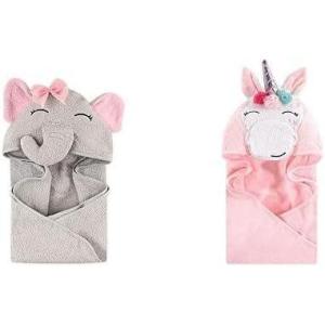 image:imageHudson Baby Cotton Animal Face Hooded Towel 2Pack Pretty Elephant Whimsical UnicornPretty Elephant Whimsical Unicorn