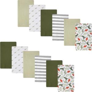 image:imageHudson Baby Cotton Flannel Burp Cloths 12Pack Bundle Multi Color Dino One Size