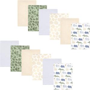 image:imageHudson Baby Cotton Flannel Burp Cloths 12Pack Bundle Wild Leaf Safari One Size