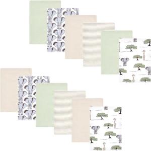 image:imageHudson Baby Cotton Flannel Burp Cloths 12Pack Bundle Wild Safari Adventures One Size