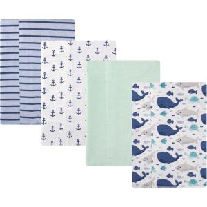 image:imageHudson Baby Cotton Flannel Burp Cloths 4Pack Sea Friends One Size