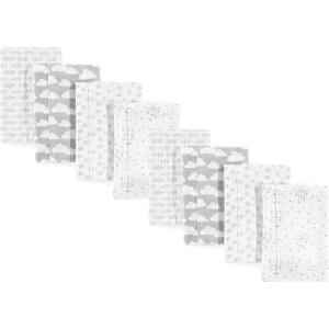 image:imageHudson Baby Cotton Poly Flannel Burp Cloths Multipack Butterflies 8Pack One SizeGray Clouds 8pack