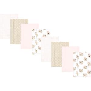 image:imageHudson Baby Cotton Poly Flannel Burp Cloths Multipack Butterflies 8Pack One SizePink Taupe Bear 8pack