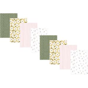 image:imageHudson Baby Cotton Poly Flannel Burp Cloths Multipack Butterflies 8Pack One SizeSage Floral 8pack