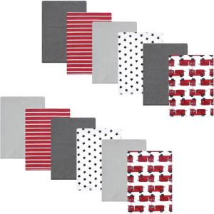 image:imageHudson Baby Infant Boys Cotton Flannel Burp Cloths 12Pack Bundle Fire Truck One Size