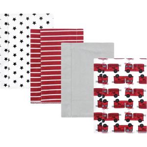 image:imageHudson Baby Infant Boys Cotton Flannel Burp Cloths 4Pack Fire Truck One Size
