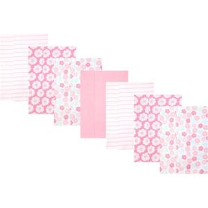 image:imageHudson Baby Infant Girls Cotton Flannel Burp Cloths 7Pack Pink Daisies One Size