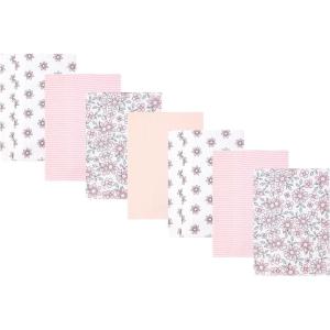 image:imageHudson Baby Infant Girls Cotton Flannel Burp Cloths 7Pack Pink Mint Floral One Size
