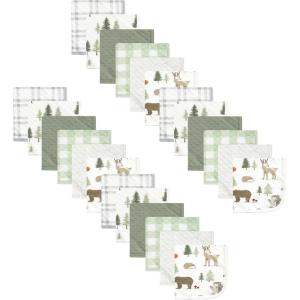 image:imageHudson Baby Unisex Baby 24Pc Quilted Cotton Washcloths Girl Forest One SizeForest Animals