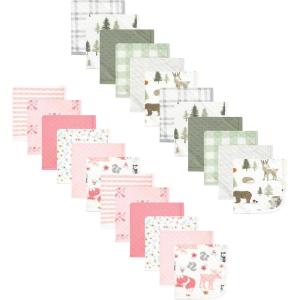 image:imageHudson Baby Unisex Baby 24Pc Quilted Cotton Washcloths Girl Forest One SizeForest Animals Girl Forest