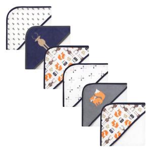 image:imageHudson Baby Unisex Baby 6Pc Cotton Rich Hooded Towels Bundle Set Blue Moose Fox One SizeBlue Moose Orange Fox