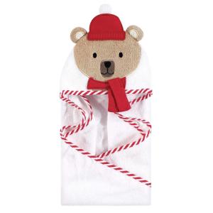 image:imageHudson Baby Unisex Baby Cotton Animal Face Hooded Towel Brown Gingham Puppy One SizeBear W Scarf