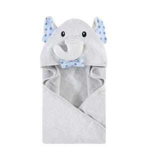 image:imageHudson Baby Unisex Baby Cotton Animal Face Hooded Towel Brown Gingham Puppy One SizeBlue Dots Gray Elephant