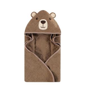 image:imageHudson Baby Unisex Baby Cotton Animal Face Hooded Towel Brown Gingham Puppy One SizeBrown Bear