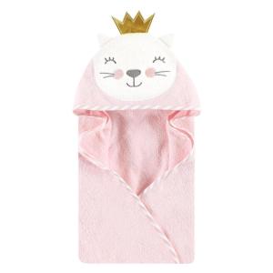 image:imageHudson Baby Unisex Baby Cotton Animal Face Hooded Towel Brown Gingham Puppy One SizeCat Princess