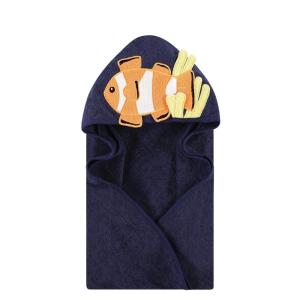 image:imageHudson Baby Unisex Baby Cotton Animal Face Hooded Towel Brown Gingham Puppy One SizeClownfish