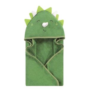 image:imageHudson Baby Unisex Baby Cotton Animal Face Hooded Towel Brown Gingham Puppy One SizeDinosaur