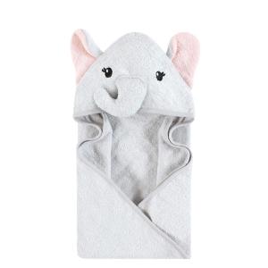 image:imageHudson Baby Unisex Baby Cotton Animal Face Hooded Towel Brown Gingham Puppy One SizeDreamy Elephant Girl