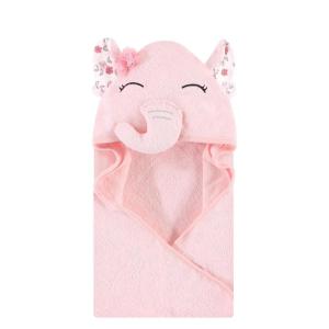image:imageHudson Baby Unisex Baby Cotton Animal Face Hooded Towel Brown Gingham Puppy One SizeFloral Pretty Elephant