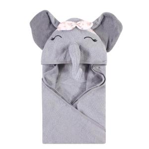 image:imageHudson Baby Unisex Baby Cotton Animal Face Hooded Towel Brown Gingham Puppy One SizeFlower Elephant