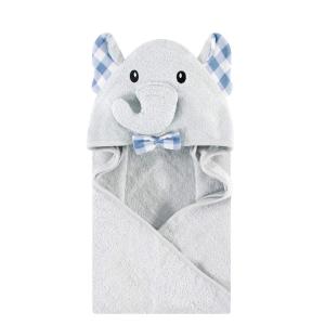 image:imageHudson Baby Unisex Baby Cotton Animal Face Hooded Towel Brown Gingham Puppy One SizeGingham Elephant