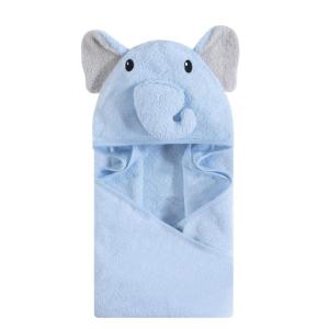 image:imageHudson Baby Unisex Baby Cotton Animal Face Hooded Towel Brown Gingham Puppy One SizeLight Blue Elephant