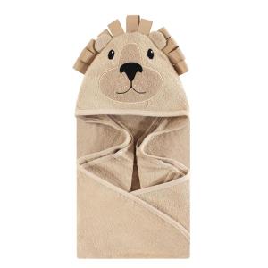 image:imageHudson Baby Unisex Baby Cotton Animal Face Hooded Towel Brown Gingham Puppy One SizeLion