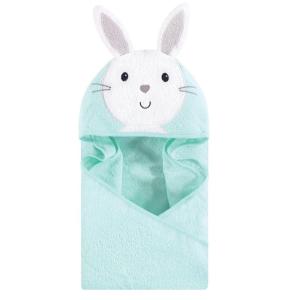 image:imageHudson Baby Unisex Baby Cotton Animal Face Hooded Towel Brown Gingham Puppy One SizeMint Bunny