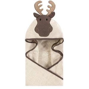 image:imageHudson Baby Unisex Baby Cotton Animal Face Hooded Towel Brown Gingham Puppy One SizeModern Moose