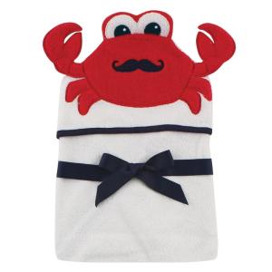 image:imageHudson Baby Unisex Baby Cotton Animal Face Hooded Towel Brown Gingham Puppy One SizeMr Crab