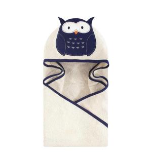 image:imageHudson Baby Unisex Baby Cotton Animal Face Hooded Towel Brown Gingham Puppy One SizeNavy Owl