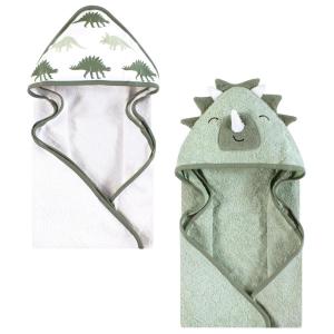 image:imageHudson Baby Unisex Baby Cotton Animal Face Hooded Towel Brown Gingham Puppy One SizeNeutral Dino World