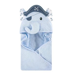 image:imageHudson Baby Unisex Baby Cotton Animal Face Hooded Towel Brown Gingham Puppy One SizePirate Elephant