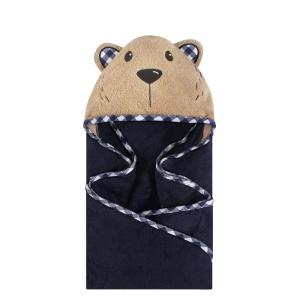 image:imageHudson Baby Unisex Baby Cotton Animal Face Hooded Towel Brown Gingham Puppy One SizePlaid Bear
