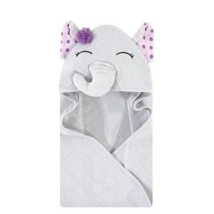 image:imageHudson Baby Unisex Baby Cotton Animal Face Hooded Towel Brown Gingham Puppy One SizePurple Dots Pretty Elephant
